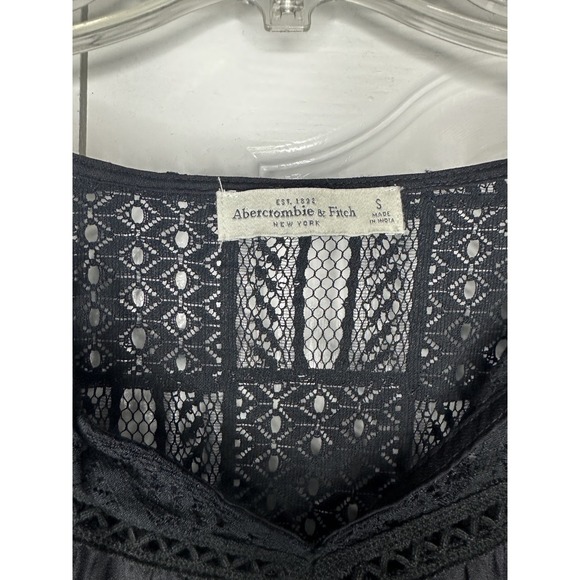 Boho Abercrombie & Fitch Women's Peasant‎ Top With Crochet Lace Size Small - Picture 2 of 7